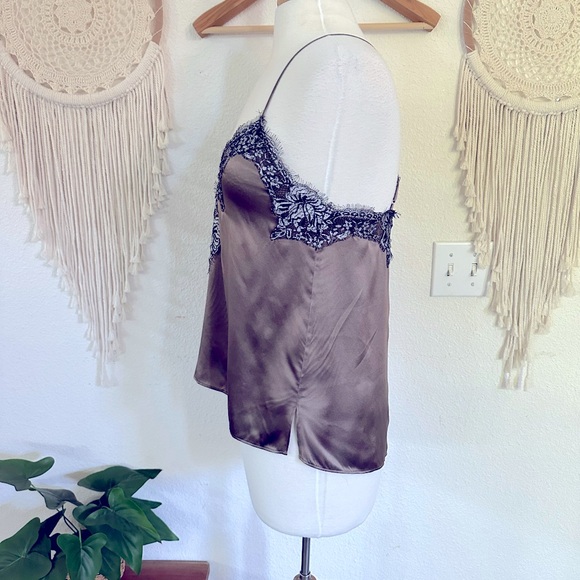 Cami NYC brown with lace trim silk luxury camisole Gisele cami small NEW - Picture 2 of 8